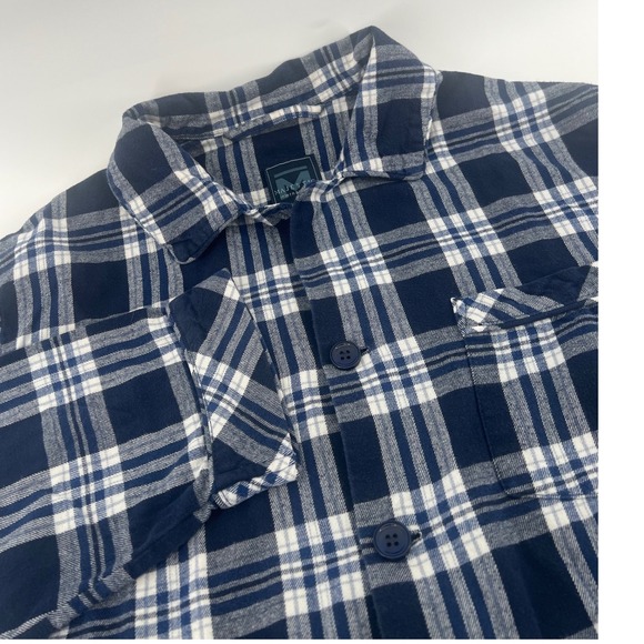 Majestic International Other - Majestic International Mens Navy Blue White Plaid Flannel Pajama Shirt Medium